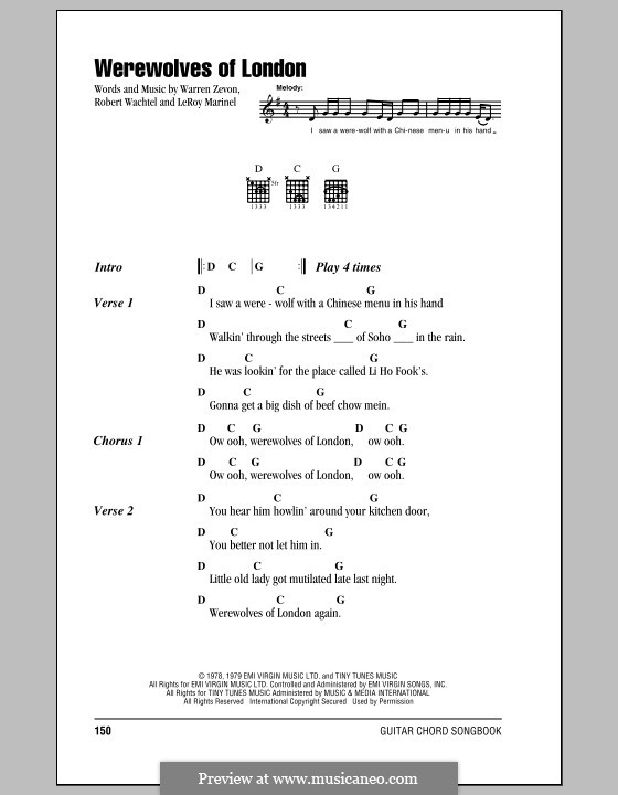 Werewolves of London: Letras e Acordes by Leroy Marinel, Waddy Wachtel, Warren Zevon