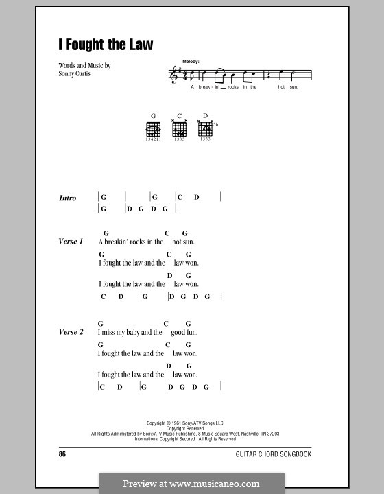 I Fought the Law (The Clash): Letras e Acordes by Sonny Curtis