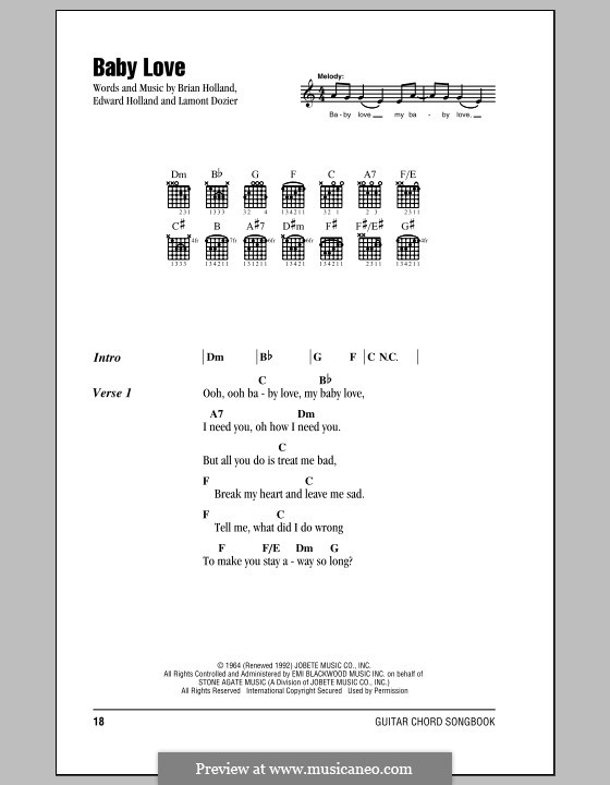 Baby Love (The Supremes): Letras e Acordes by Brian Holland, Edward Holland Jr., Lamont Dozier