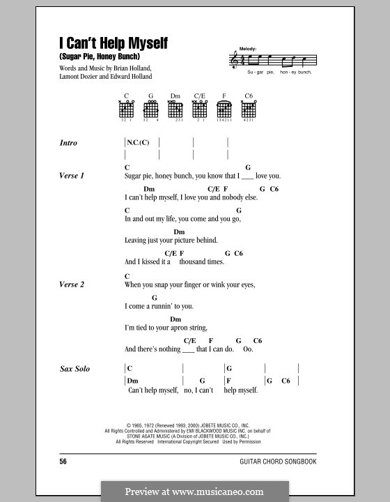 I Can't Help Myself (Sugar Pie, Honey Bunch): Letras e Acordes by Brian Holland, Edward Holland Jr., Lamont Dozier