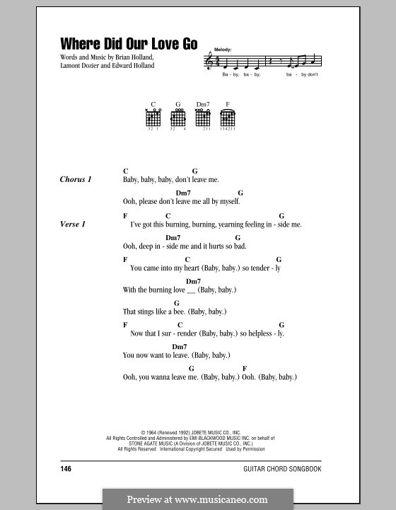 Where Did Our Love Go (The Supremes): Letras e Acordes by Brian Holland, Edward Holland Jr., Lamont Dozier