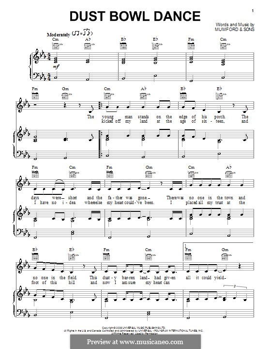 Dust Bowl Dance (Mumford & Sons): Para vocais e piano (ou Guitarra) by Marcus Mumford