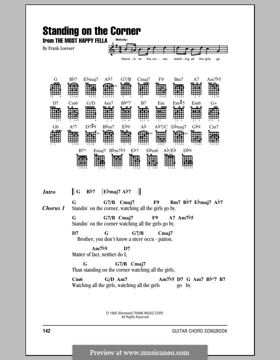 Standing on the Corner (The Four Lads): Letras e Acordes by Frank Loesser