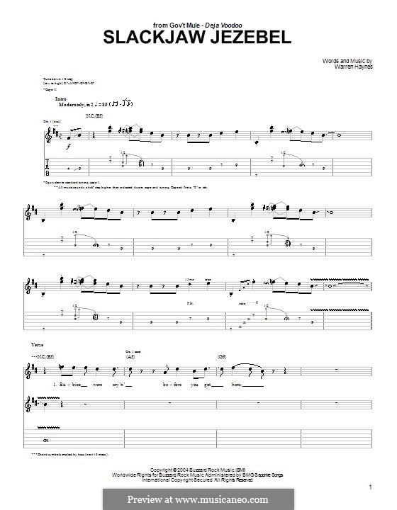 Slackjaw Jezebel: Para guitarra com guia by Warren Haynes