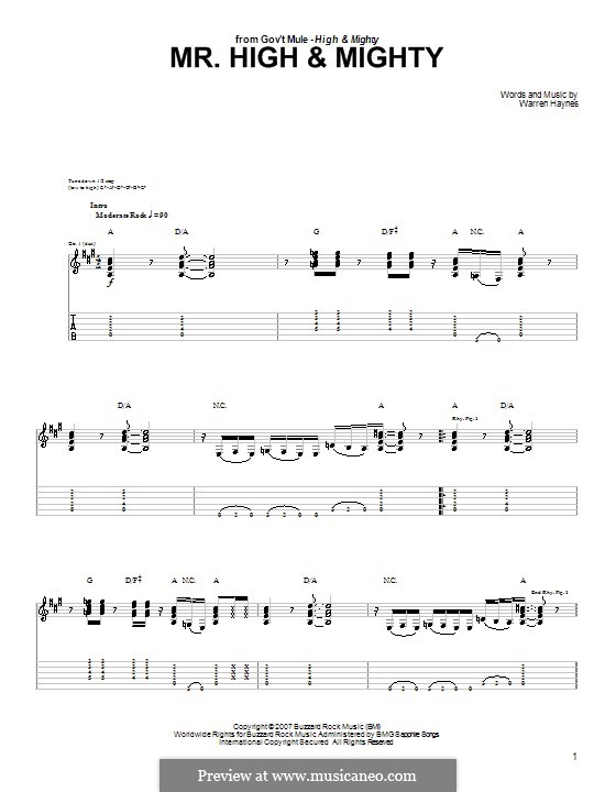 Mr. High and Mighty: Para guitarra com guia by Warren Haynes