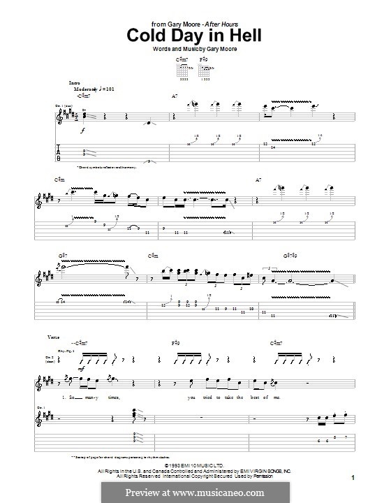 Cold Day in Hell: Para guitarra com guia by Gary Moore