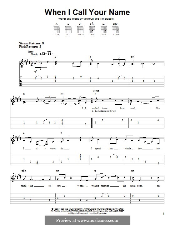 When I Call Your Name: Para guitarra (versão facil) by Tim DuBois, Vince Gill