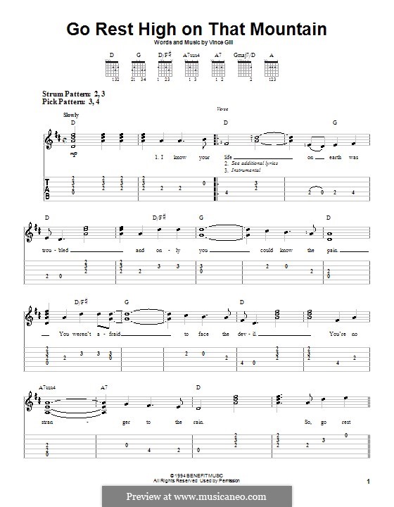 Go Rest High on That Mountain: Para guitarra (versão facil) by Vince Gill