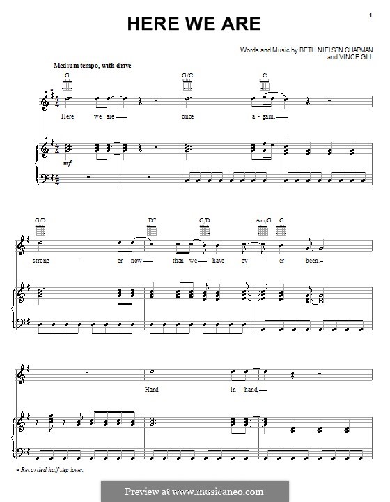 Here We Are (Alabama): Para vocais e piano (ou Guitarra) by Beth Nielsen Chapman, Vince Gill