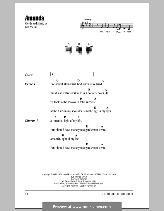 Amanda (Waylon Jennings): Letras e Acordes by Bob McDill