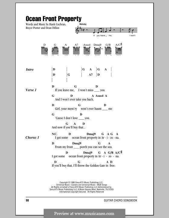 Ocean Front Property (George Strait): Letras e Acordes by Dean Dillon, Hank Cochran, Royce Porter