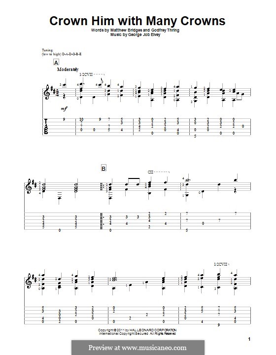 Crown Him with Many Crowns: Para guitarra com guia by George Job Elvey
