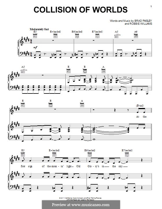 Collision of Worlds (Brad Paisley and Robbie Williams): Para vocais e piano (ou Guitarra) by Michael Giacchino