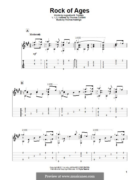 Rock of Ages: Para guitarra com guia by Thomas Hastings