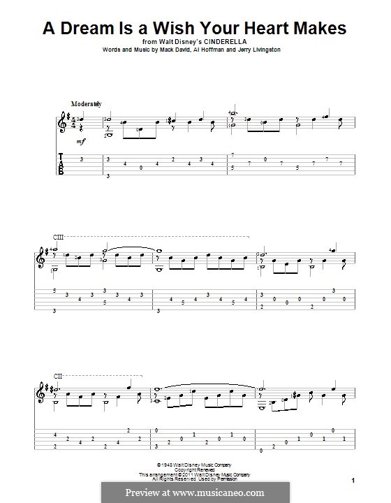 A Dream Is a Wish Your Heart Makes (from Disney's Cinderella): Para Guitarra by Al Hoffman, Jerry Livingston, Mack David