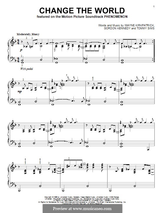 Change the World (Eric Clapton and Wynonna): Para Piano by Gordon Kennedy, Tommy Sims, Wayne Kirkpatrick