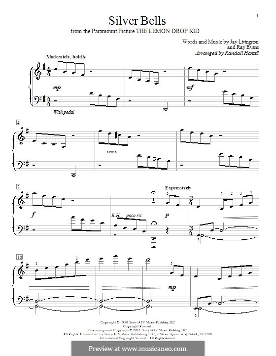 Piano version: G maior by Jay Livingston, Raymond Evans