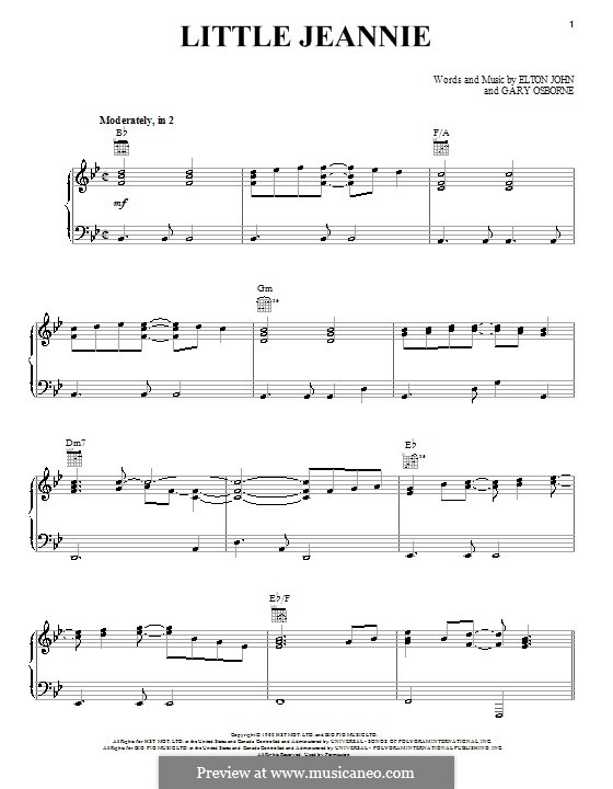 Little Jeannie (Elton John): Para vocais e piano (ou Guitarra) by Gary Osborne