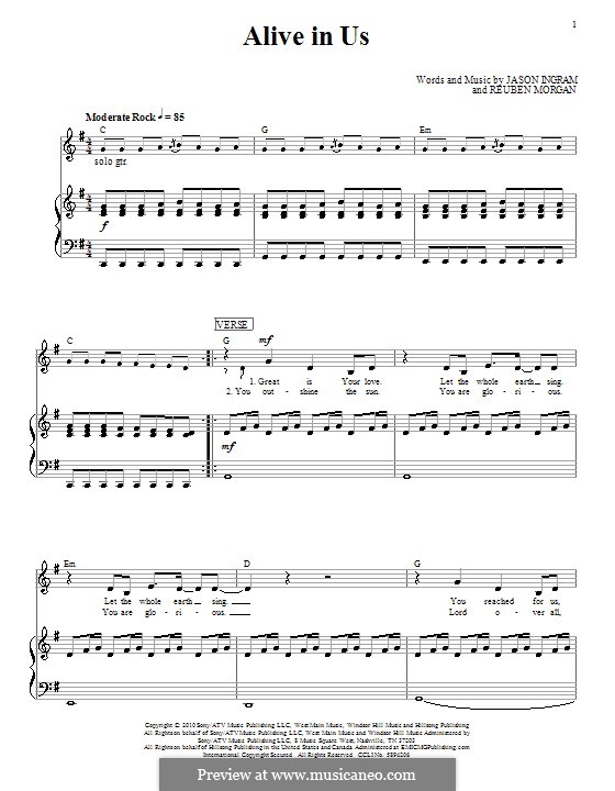 Alive in Us (Hillsong United): Para vocais e piano (ou Guitarra) by Jason David Ingram, Reuben Morgan