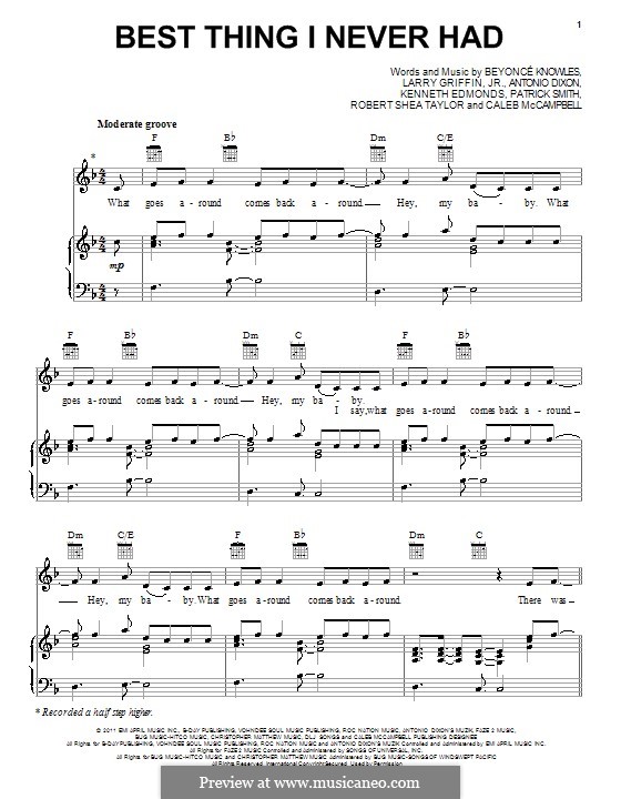 Best Thing I Never Had (Beyonce): Para vocais e piano (ou Guitarra) by Antonio Dixon, Caleb McCampbell, Kenneth 'Babyface' Edmonds, Larry Griffin, J. Que, Robert Shea Taylor