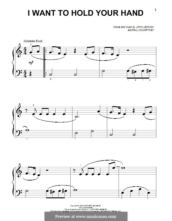 I Want to Hold Your Hand (The Beatles): Para Piano by John Lennon, Paul McCartney