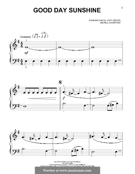 Good Day Sunshine (The Beatles): Para Piano by John Lennon, Paul McCartney