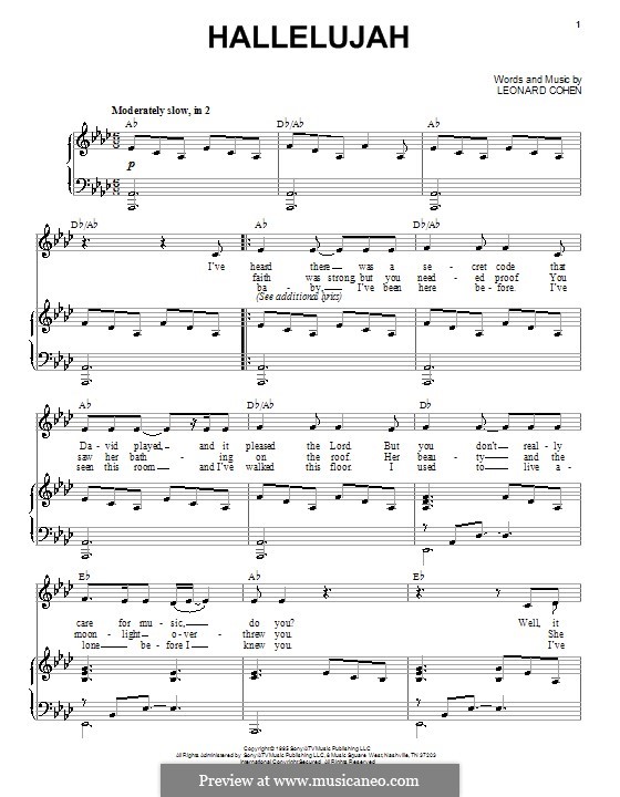 Vocal version: Para vocais e piano by Leonard Cohen