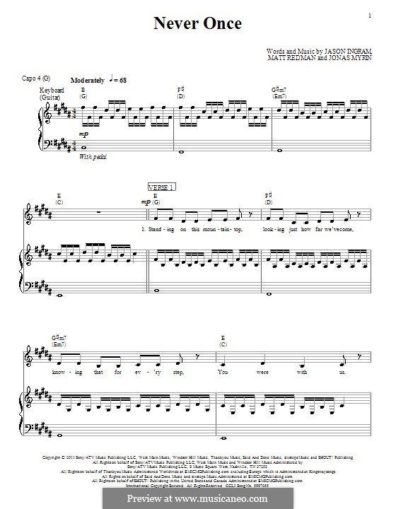 Never Once: Para vocais e piano (ou Guitarra) by Jason David Ingram, Jonas Myrin, Matt Redman