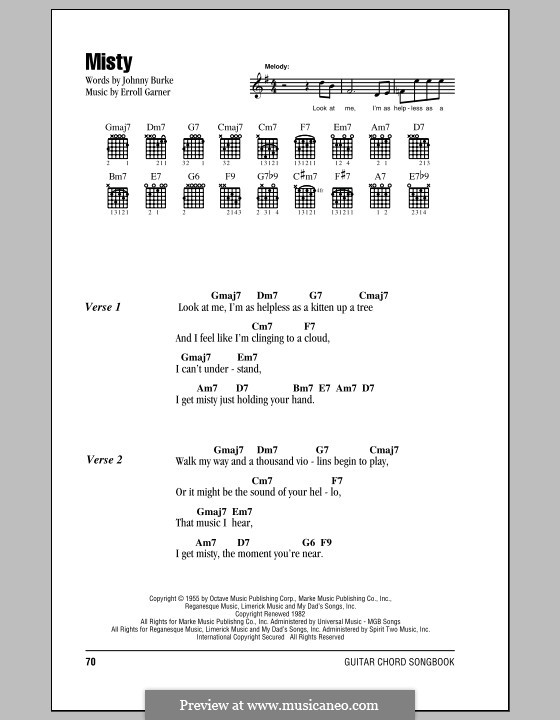 Misty (Johnny Mathis): Letras e Acordes by Erroll Garner