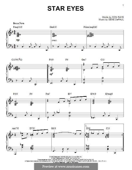 Star Eyes (Jimmy Dorsey): Para Piano by Gene de Paul