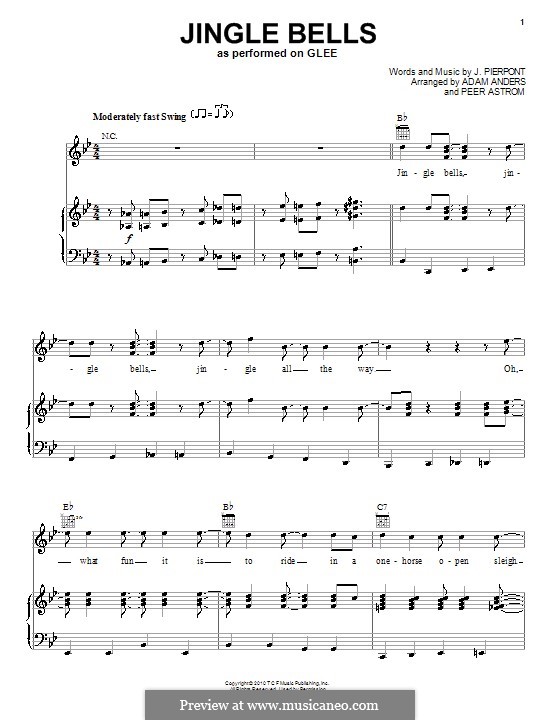 Vocal version: Para voz e piano ou guitarra (Glee Cast) by James Lord Pierpont