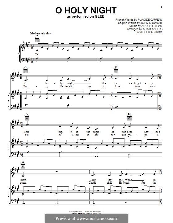 Vocal version (Printable scores): For voice and piano (or guitar) A Major by Adolphe Adam