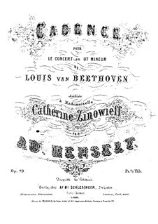 Cadenza to Piano Concerto No.3 by Beethoven: Cadenza to Piano Concerto No.3 by Beethoven by Adolf von Henselt