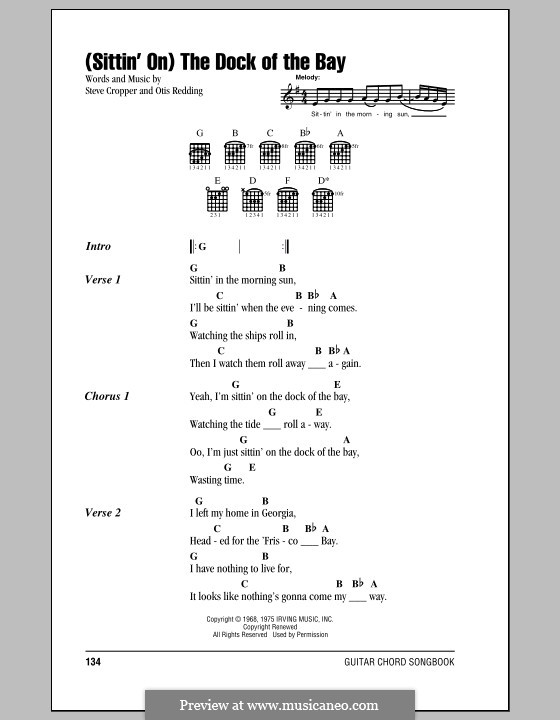 (Sittin' On) The Dock of the Bay: Letras e Acordes by Otis Redding, Steve Cropper