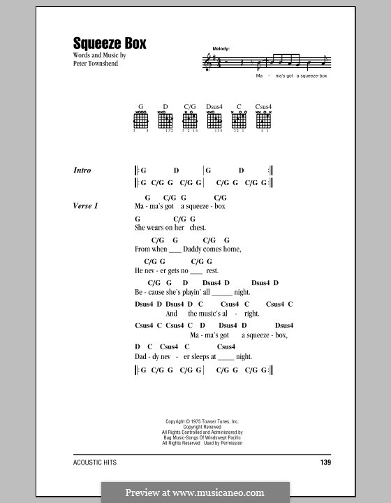 Squeeze Box (The Who): Letras e Acordes by Peter Townshend