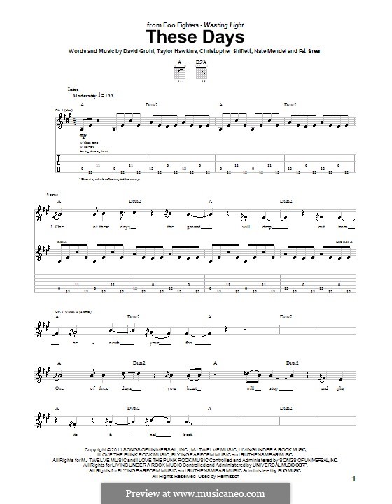 These Days (Foo Fighters): Para guitarra com guia by Christopher Shiflett, David Grohl, Nate Mendel, Pat Smear, Taylor Hawkins