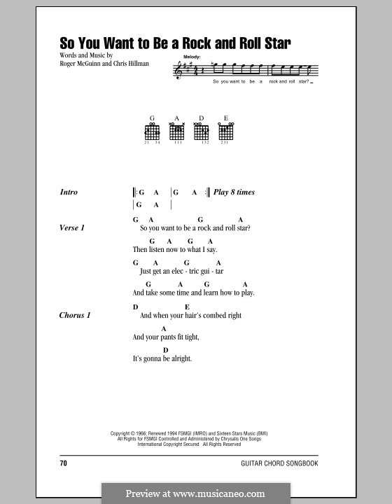 So You Want To Be a Rock and Roll Star (The Byrds): Letras e Acordes by Chris Hillman, James Roger McGuinn