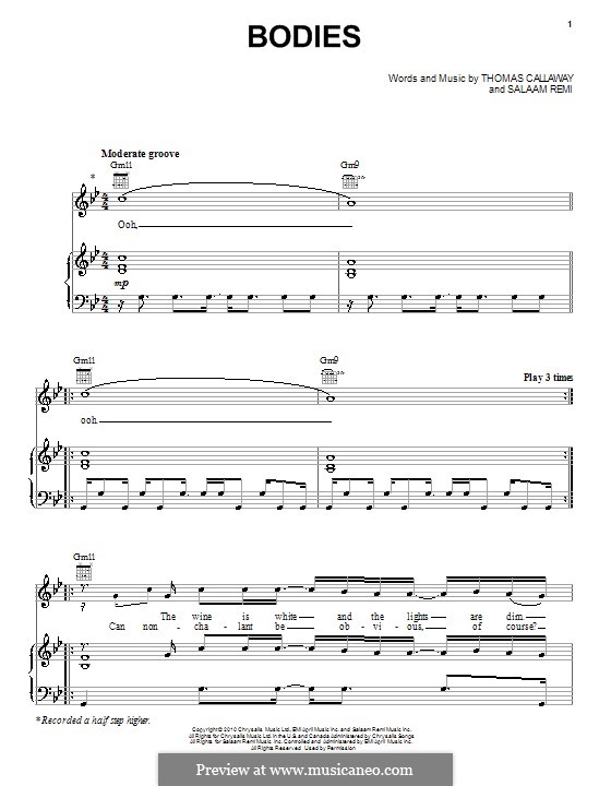 Bodies (Cee Lo Green): Para vocais e piano (ou Guitarra) by Salaam Remi, Thomas Callaway