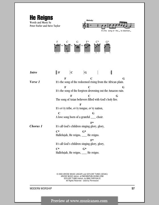 He Reigns (Newsboys): Letras e Acordes by Peter Furler, Steve Taylor