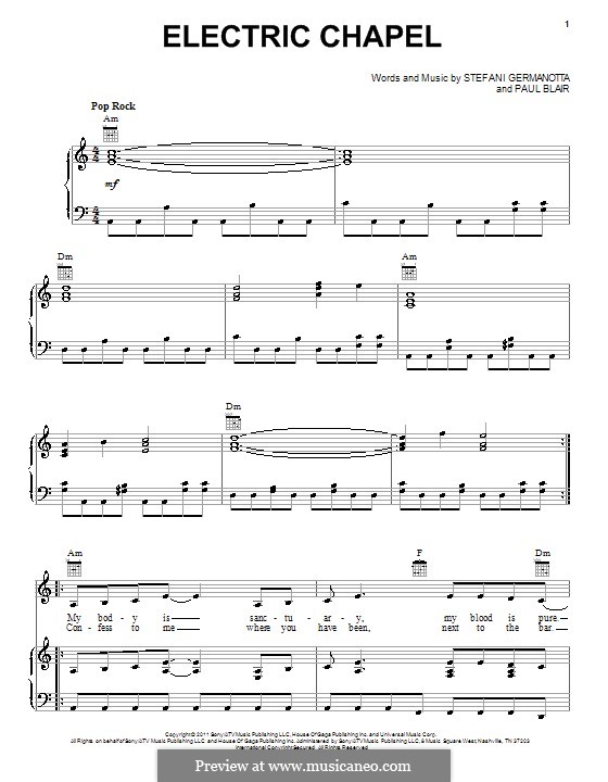 Electric Chapel (Lady Gaga): Para vocais e piano (ou Guitarra) by Paul Blair, Stefani Germanotta