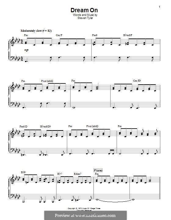 Dream On (Aerosmith): Para vocais e piano by Steven Tyler