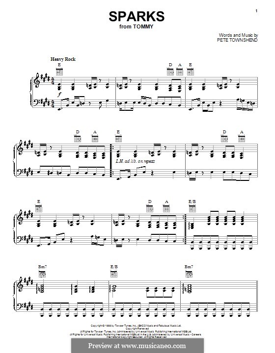 Sparks (The Who): Para vocais e piano (ou Guitarra) by Peter Townshend