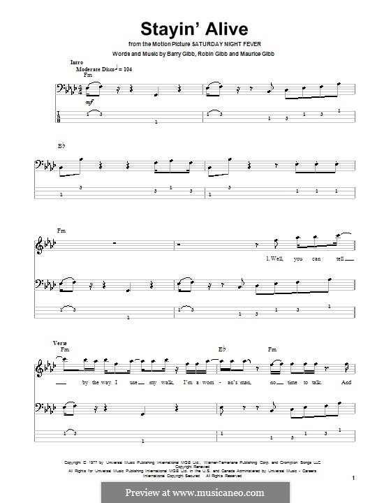 Stayin' Alive (The Bee Gees): para baixo com guia by Barry Gibb, Maurice Gibb, Robin Gibb