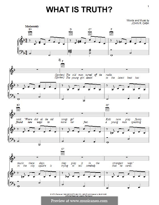 What Is Truth?: Para vocais e piano (ou Guitarra) by Johnny Cash
