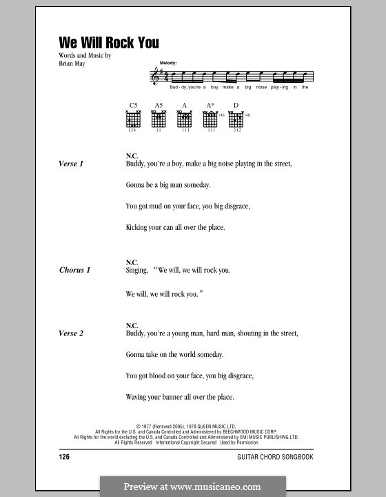 We Will Rock You (Queen): Letras e Acordes by Brian May