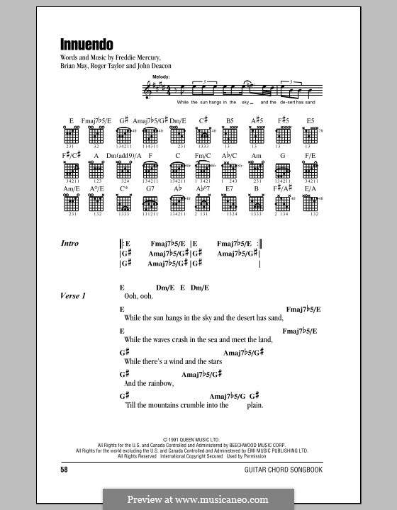 Innuendo (Queen): Letras e Acordes by Brian May, Freddie Mercury, John Deacon, Roger Taylor