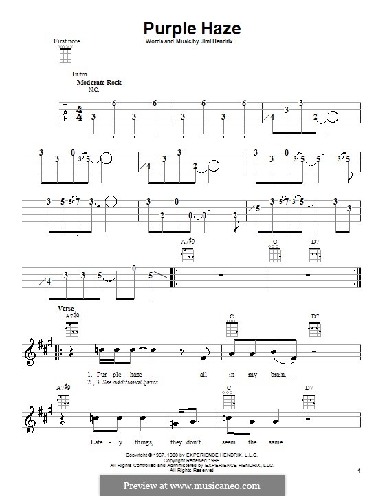 Vocal-instrumental version: para ukulele by Jimi Hendrix
