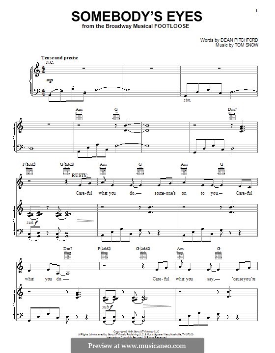 Somebody's Eyes: Para vocais e piano (ou Guitarra) by Tom Snow
