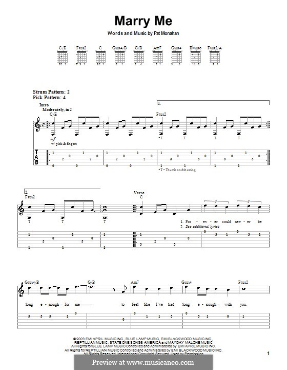 Marry Me (Train): Para guitarra (versão facil) by Patrick Monahan