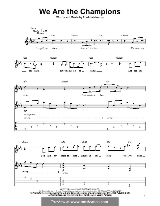 We are the Champions (Queen): Para Guitarra by Freddie Mercury